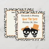 Elegante Skulls Halloween Hochzeit Save the Date (Vorne/Hinten)