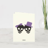 Elegante Skulls Halloween lila Hochzeit Danke (Rückseite)