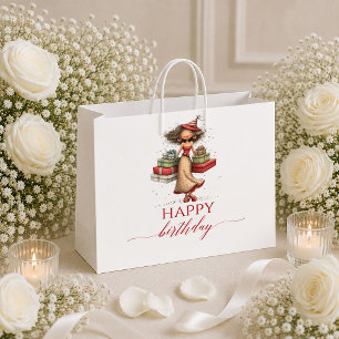 Elegante skurrile Frau Tiefrotes Schrift-Geschenkt Große Geschenktüte