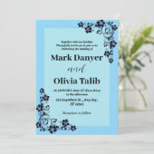 Elegante Sky Blue Wedding Einladung - Romantisch (Stehend Vorderseite)