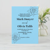 Elegante Sky Blue Wedding Einladung - Romantisch (Stehend Vorderseite)
