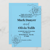 Elegante Sky Blue Wedding Einladung - Romantisch (Vorne/Hinten)