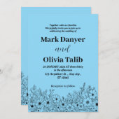 Elegante Sky Blue Wedding Einladung - Romantisch (Vorne/Hinten)
