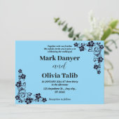 Elegante Sky Blue Wedding Einladung - Romantisch (Stehend Vorderseite)