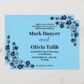 Elegante Sky Blue Wedding Einladung - Romantisch (Vorne/Hinten)