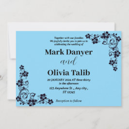 Elegante Sky Blue Wedding Einladung - Romantisch