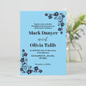 Elegante Sky Blue Wedding Einladung - Romantisch (Stehend Vorderseite)