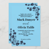 Elegante Sky Blue Wedding Einladung - Romantisch (Vorne/Hinten)