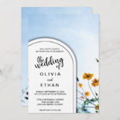 Elegante Sky Sunflowers Summer Floral Wedding Einladung (Vorne/Hinten)