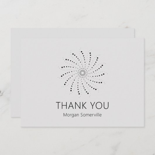 Elegante Slate Gray Abstrakte Blume Moderne Dankeskarte (Vorne/Hinten)
