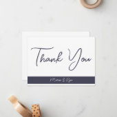 Elegante Slate Gray Script Signature Vielen Dank Mitteilungskarte (Vorderseite/Rückseite Beispiel)