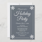 Elegante Slate Gray Snowflake Script Holiday Party Einladung (Vorderseite)