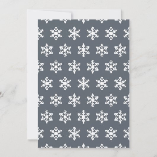 Elegante Slate Gray Snowflake Script Holiday Party Einladung (Rückseite)
