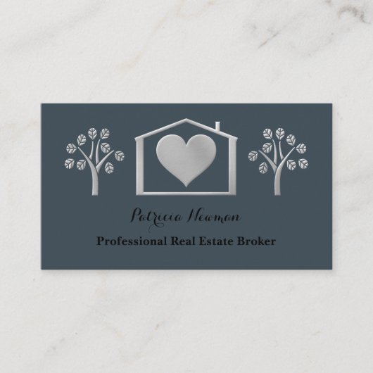 Elegante Slate Pro Real Anwesen Broker Business Ca Visitenkarte (Vorderseite)