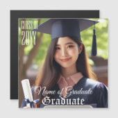 Elegante Sleek Grad Foto Klasse Jahr Magnetkarte (Vorne/Hinten)