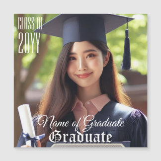 Elegante Sleek Grad Foto Klasse Jahr Magnetkarte