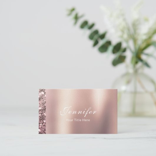 Elegante Sleek Metallic Foil Rose Gold Glitzer Visitenkarte (Stehend Vorderseite)