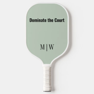 Elegante Slogan Sage Green, Black Modernes Monog Pickleball Schläger