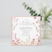 Elegante Small Pink Blume Bridal Luncheon Einladung (Stehend Vorderseite)