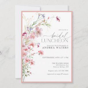Elegante Small Pink Blume Bridal Luncheon Einladung