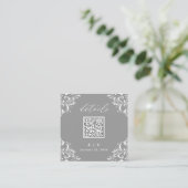 Elegante Small Wedding Details Card Grau Begleitkarte (Stehend Vorderseite)