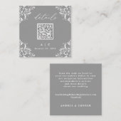 Elegante Small Wedding Details Card Grau Begleitkarte (Vorne/Hinten)