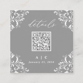 Elegante Small Wedding Details Card Grau Begleitkarte