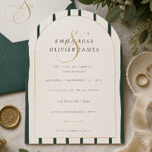 Elegante Smaragd-Gold-Bogen-Hochzeits-Einladung