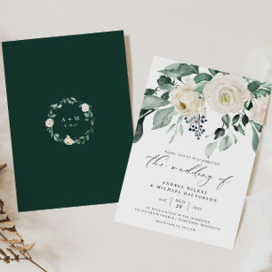 Elegante Smaragd-Hochzeit mit Grün Einladung