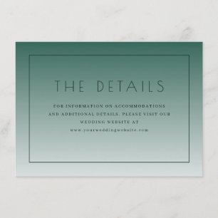 Elegante Smaragd-Minimalismus-Hochzeitsdetails Begleitkarte