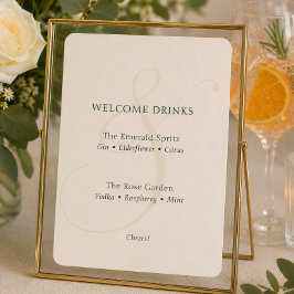 Elegante Smaragd-Signatur-Drinks-Hochzeit