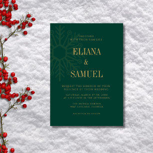 Elegante Smaragd- und Gold-Schneeflocken-Weihnacht Einladung