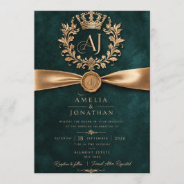 Elegante Smaragdgrün-Goldene Hochzeitseinladungska Einladung
