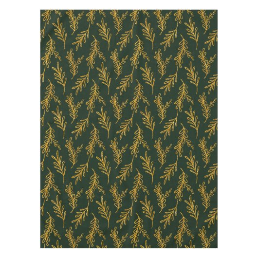 Elegante Smaragdgrün mit goldenen Blumenrig Tischdecke (Vorderseite)