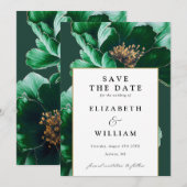 Elegante Smaragdgrün- und Goldblumenhochzeit Save The Date (Vorne/Hinten)