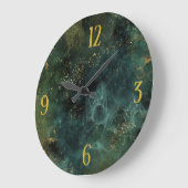 Elegante Smaragdgrün und goldene Zahlen Große Wanduhr (Winkel)