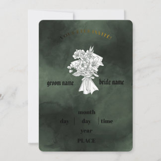 Elegante Smaragdgrün- und Weiß-Blumen-Hochzeitsein Einladung
