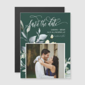 Elegante Smaragdgrüne Blätter speichern das Datums Magnetkarte (Vorne/Hinten)