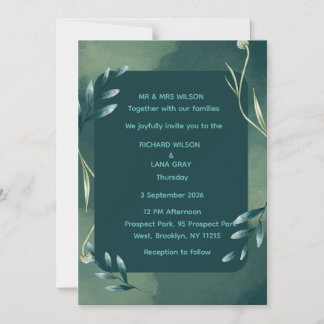 Elegante smaragdgrüne botanische Hochzeitseinladun Magneteinladung