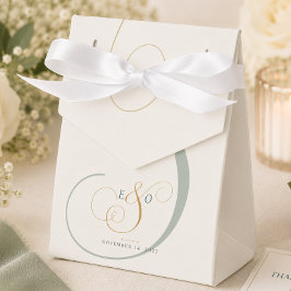 Elegante Smaragdgrüne Gold Monogramm Hochzeit Geschenkschachtel