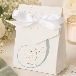 Elegante Smaragdgrüne Gold Monogramm Hochzeit Geschenkschachtel