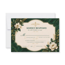 Elegante Smaragdgrüne Goldene Florale Marmor-Hochz