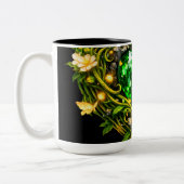 Elegante Smaragdgrüne Herz Blumen Kaffeetasse (Links)