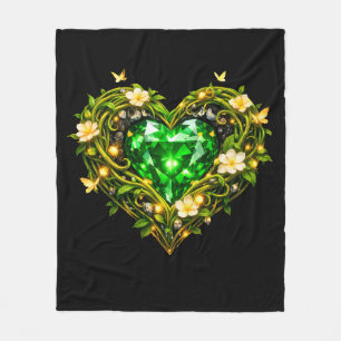 Elegante Smaragdgrüne Herz-Fleece-Decke Fleecedecke
