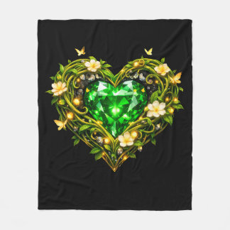 Elegante Smaragdgrüne Herz-Fleece-Decke Fleecedecke