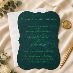 Elegante Smaragdgrüne Hochzeit Einladung