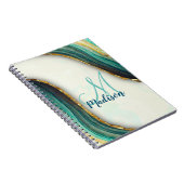 Elegante smaragdgrüne Marmorkunst Imitate Gold Gli Notizblock (Rechte Seite)