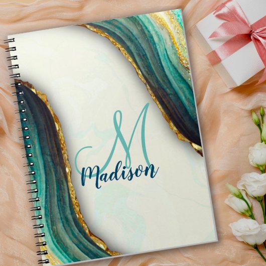 Elegante smaragdgrüne Marmorkunst Imitate Gold Gli Notizblock