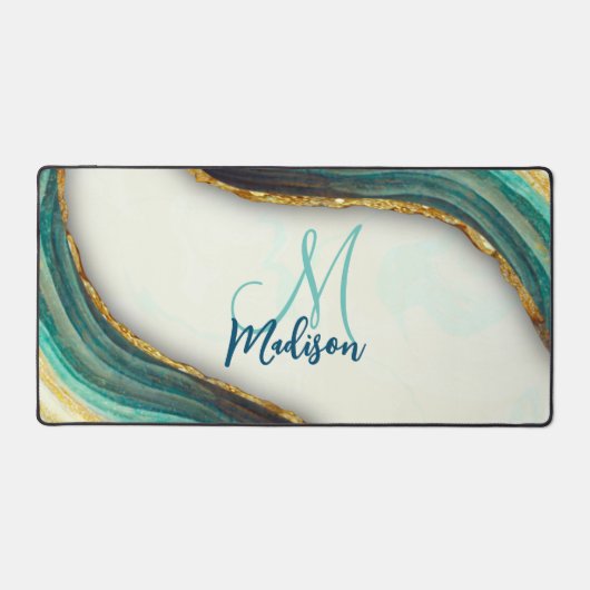 Elegante smaragdgrüne Marmorkunst Imitate Gold Gli Schreibtischunterlage (Vorderseite)