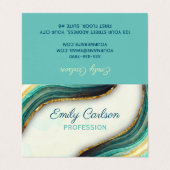 Elegante smaragdgrüne Marmorkunst Imitate Gold Gli Visitenkarten (Außenseite Aufgefaltet)